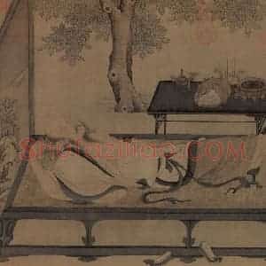 宋代《槐荫消夏》国画人物作品图片赏析