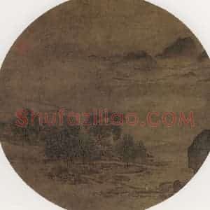 宋代《水村楼阁》国画山水作品图片赏析