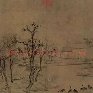 宋朝《寒汀落雁图》国画花鸟作品图片赏析