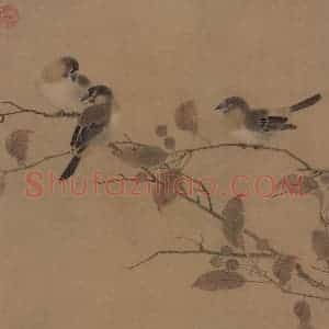宋朝《霜桕山鸟图》国画花鸟作品图片赏析