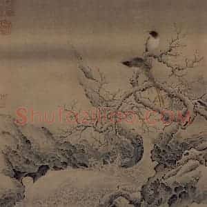 宋朝《霜柯竹涧图》国画花鸟作品图片赏析