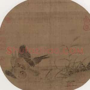 宋朝《斗雀图》国画花鸟作品图片赏析