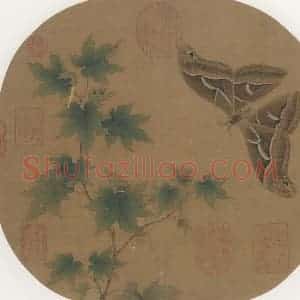 宋朝《青枫巨蝶图》国画综合作品图片赏析