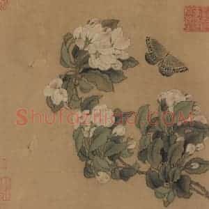 宋朝《海棠蛱蝶图》国画综合作品图片赏析