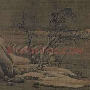 宋代 马麟《寒江独钓图》国画山水作品图片赏析