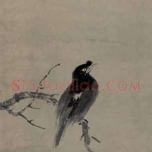 宋代 牧溪《叭叭鸟图》国画花鸟作品图片赏析