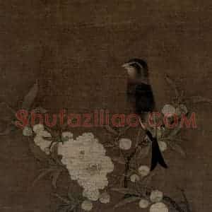 宋代《白桃小禽图》国画花鸟作品图片赏析
