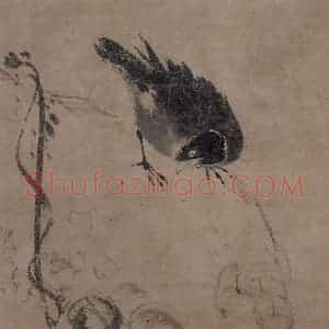 宋代 牧溪《叭叭鸟图》国画人物作品图片赏析