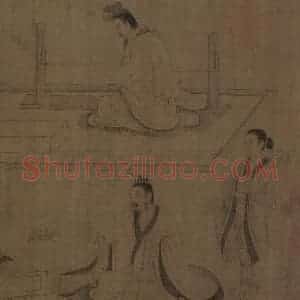 宋代《摹顾恺之斲琴图》国画人物工笔作品图片赏析