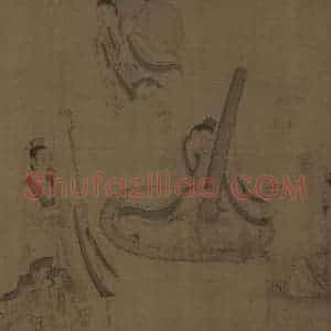 宋代《摹顾恺之斲琴图》国画人物工笔作品图片赏析