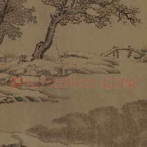 宋代《雪渔图》国画综合工笔作品图片赏析