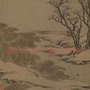 宋代《雪渔图》国画综合工笔作品图片赏析