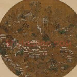 京畿瑞雪图纨扇