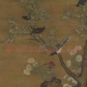 吕纪桂菊山禽图轴
