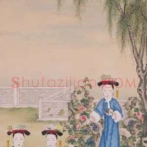 玫贵妃春贵人行乐图轴