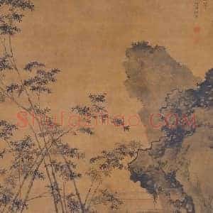 杜堇题竹图轴