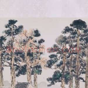 徐悲鸿老殿古杉图轴