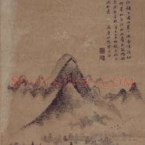 王荦临赵孟頫水村图轴