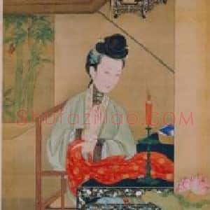 雍亲王题书堂深居图屏•烛下缝衣轴