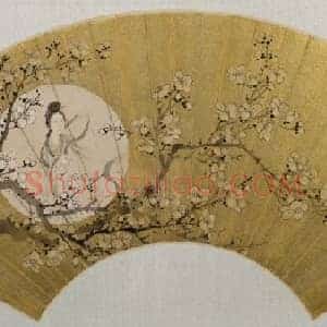费以耕、张熊梅月嫦娥图扇页