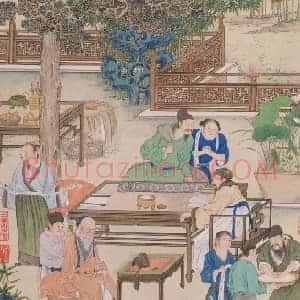 姚文瀚《仿宋人勘书图》轴