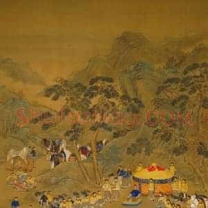 郎世宁乾隆皇帝围猎聚餐图轴