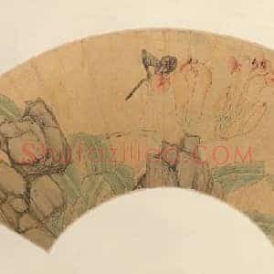 陈洪绶花石蝴蝶图扇页