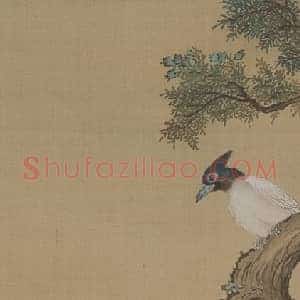 余省牡丹双绶图轴
