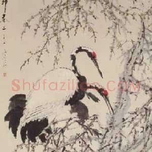 虚谷梅鹤图轴