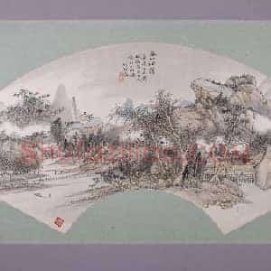 钱维乔春山烟霭图扇页