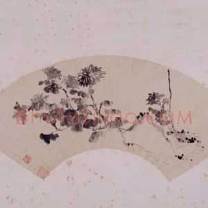 永瑆菊石图扇页
