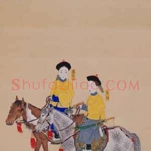 英嫔春贵人乘马图轴