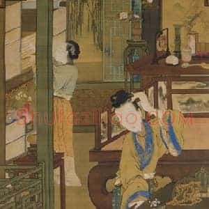 金廷标仕女簪花图轴