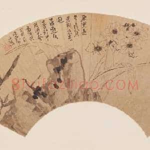 陈洪绶水仙竹石图扇页