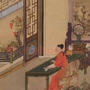 胤禛行乐图册·书斋写经页