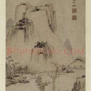 顾正谊江岸长亭图轴