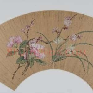 马荃花卉图扇页