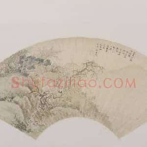项圣谟天寒有鹤守梅花图扇页