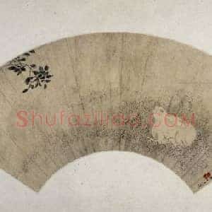 李世倬桂花月兔图扇页