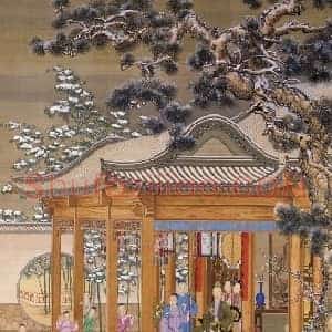 郎世宁等弘历雪景行乐图轴