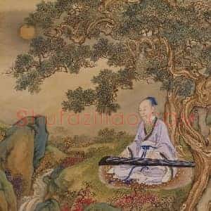 胤禛行乐图册•松涧鼓琴页