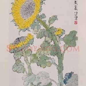 徐悲鸿葵花雄鸡图轴