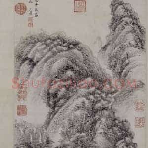 王翚陡壑奔泉图轴