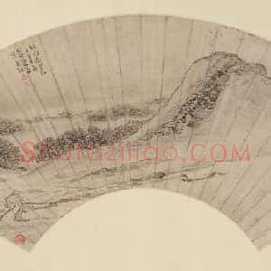 袁江风雨重阳图扇页