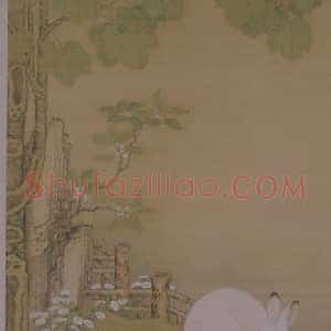 冷枚梧桐双兔图轴