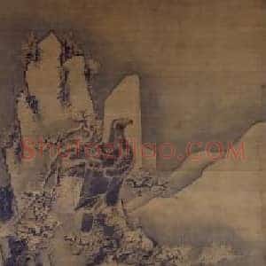 林良雪景鹰雁轴